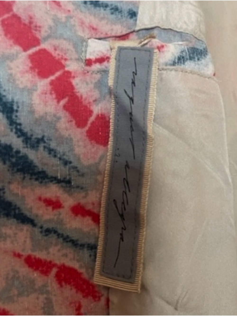 Raquel Allegra Red, Navy & Cream Patterned Long Jacket - Picture 3 of 3